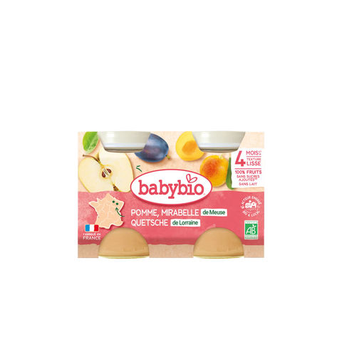 Pomme Mirabelle de Meuse Quetsche de Lorraine 4 mois 2x130g Babybio - Blossom Care