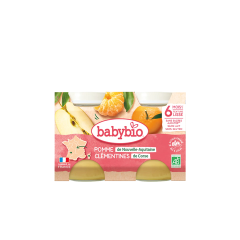 Pomme de Nouvelle-Aquitaine Clémentines de Corse 6 mois 2x130g Babybio - Blossom Care