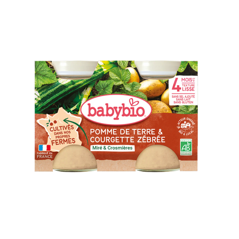 Pomme de Terre & Courgette zébrée 4 mois 2x130g Babybio