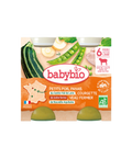 Petits pois Panais du Centre-Val de Loire Courgette de notre Ferme Veau fermier de Nouvelle-Aquitaine 6 mois 2x200 g Babybio - Blossom Care