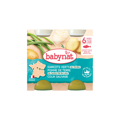 Haricots verts de Vendée Pomme de terre Colin Sauvage 6 mois 2x200 g Babybio - Blossom Care