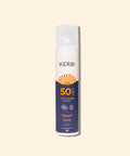 Crème solaire lait SPF50 Kerbi pour adulte, texture fluide et légère, protection efficace contre les UV.