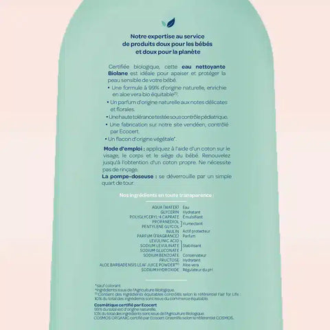 Eau nettoyante BIO 500 ml Biolane