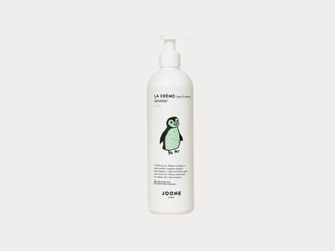 Crème lavante surgras Joone pour visage et corps, flacon de 400 ml, texture douce et hydratante visible dans l'image.