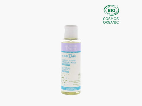 Huile bébé multisoins Laboratoires Téane pour visage et corps, flacon de 100 ml, texture douce et hydratante pour bébé