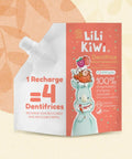 Recharge dentifrice LiliKiwi à la framboise et litchi, pour renforcer et protéger l'émail, pour visage et corps.