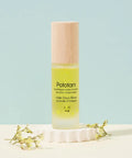Huile Doux Rêves Camomille et Petitgrain de Pototam, massage visage et corps, flacon avec étiquette et pompe.