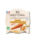 Carotte coquillettes au jambon bio de 15 mois de la marque Simple Comme, portion de 190g, plat pour bébé ou enfant