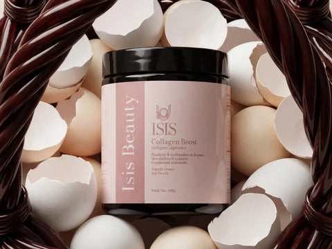 Complément alimentaire Collagen Boost Isis Superfood avec poudre de collagène pour régénération et hydratation de la peau.