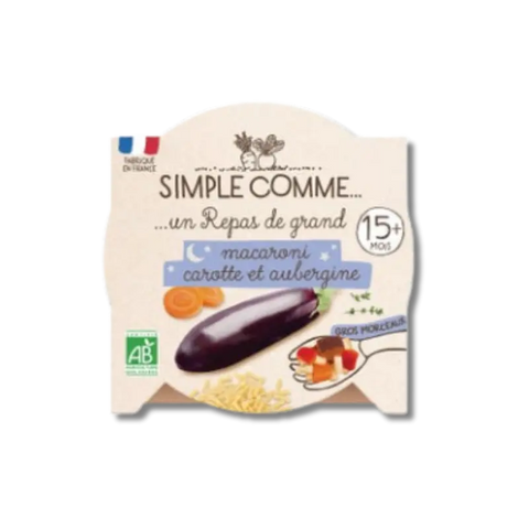 Macaroni Carotte Aubergine Bio 15 mois 190g Simple Comme